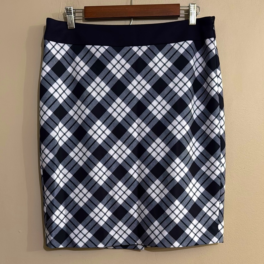 The Limited Black and White Plaid Office Pencil Skirt Women's Size 10 Oxford Sty